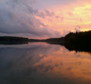 Sonnenuntergang bei der Frau am See Gudrun Hinkel